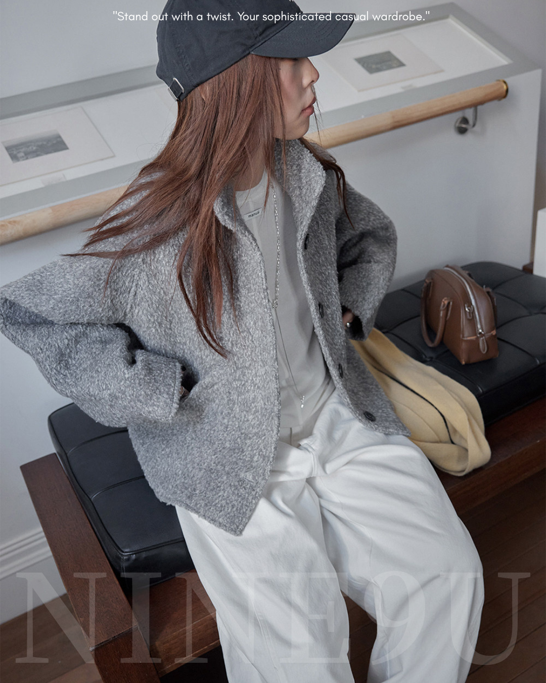 fuzzy stand collar fleece jacket 2color 【NINE7296】