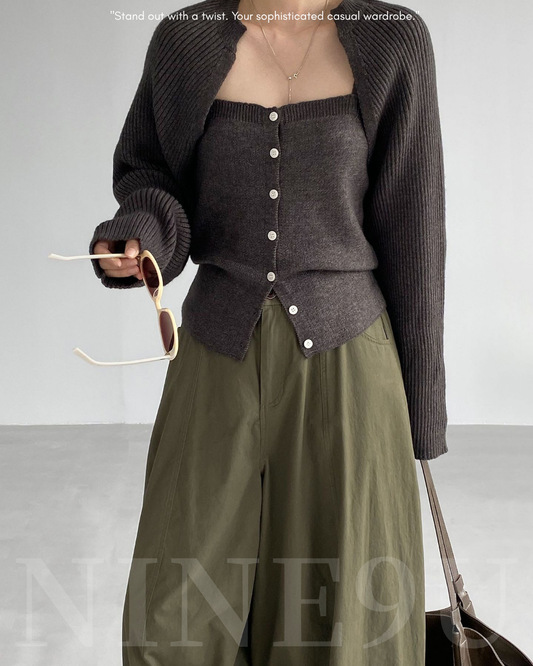 bolero cardigan and camisole knit set 3color 【NINE7325】
