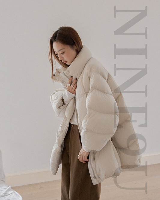 stand collar oversized puffer jacket 2color 【NINE7276】