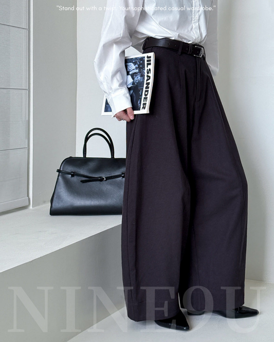 balloon curve wide leg pants 2color 【NINE7324】
