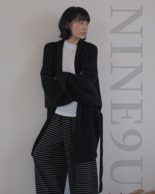 belted open front knit cardigan 2color 【NINE7272】