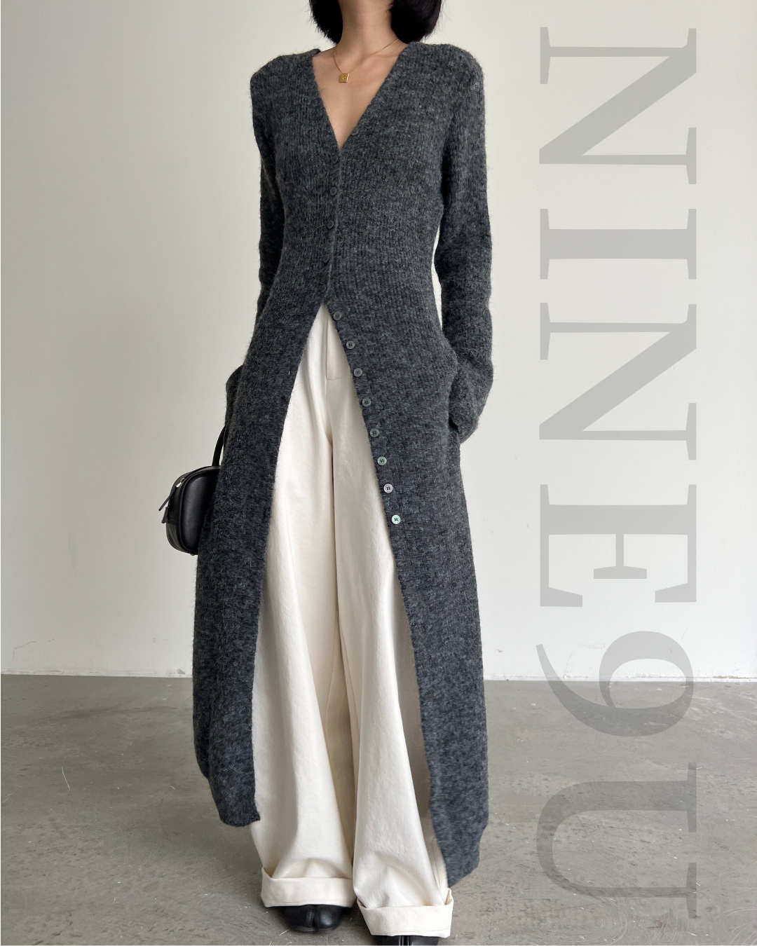 long slit button knit cardigan 2color 【NINE7273】