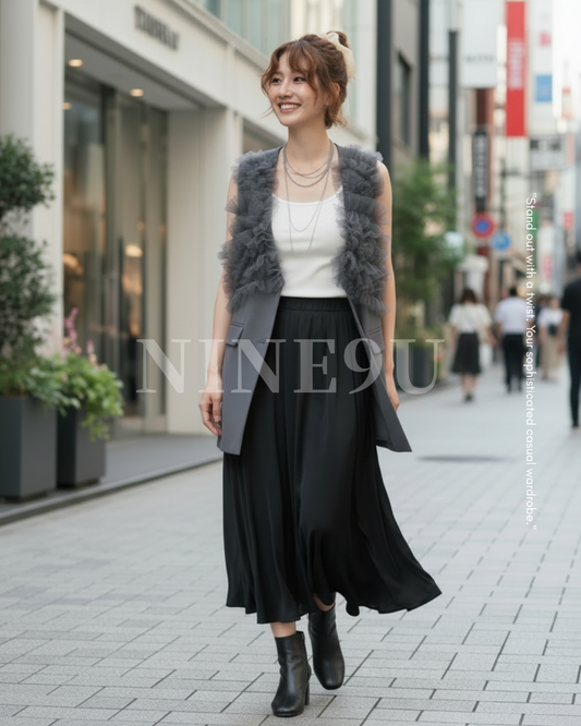 tulle frill mesh vest【NINE9526】