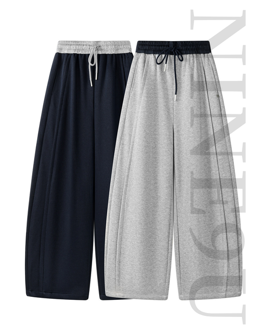 contrast waist pin tuck sweatpants 4color 【NINE7309】