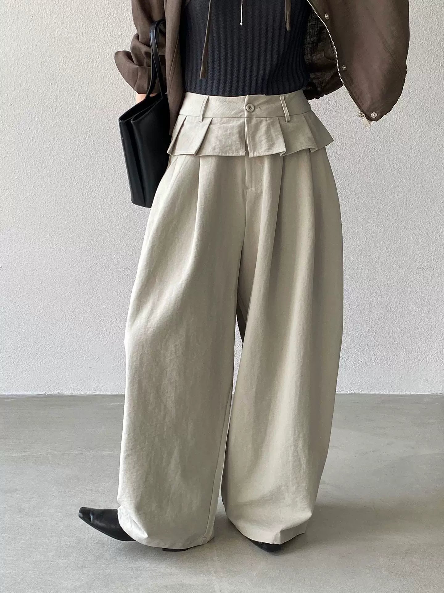 peplum waist tuck wide pants 1color 【NINE7088】
