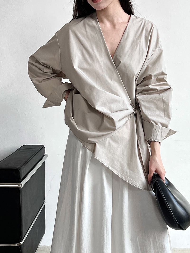 wrap tie shirt blouse 3color 【NINE7260】