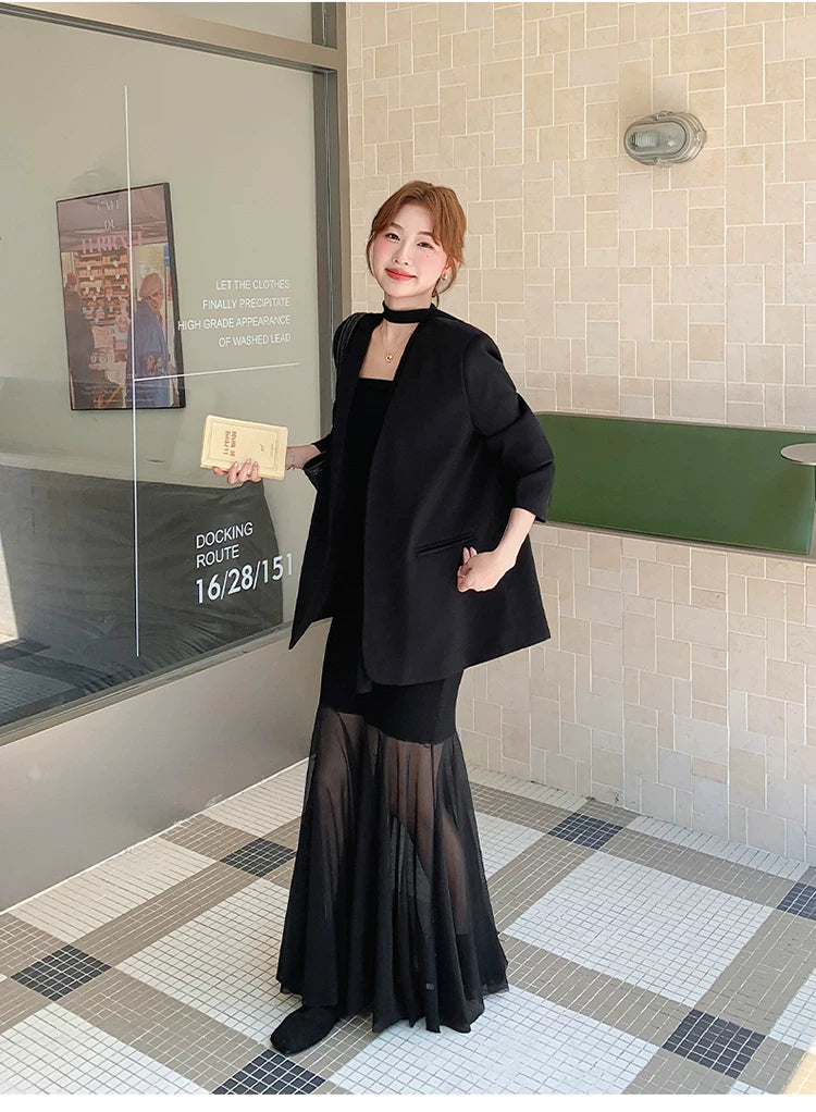 sheer dress tailored jacket setup 1color 【NINE7128】