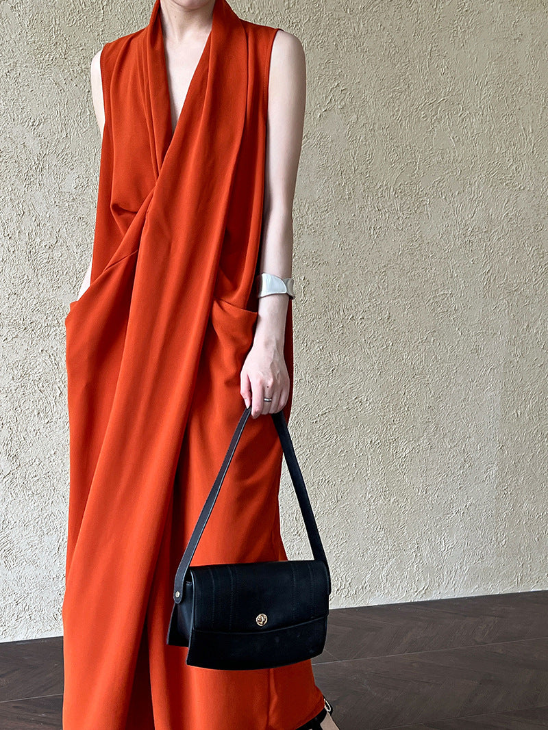 draped sleeveless maxi dress 2color 【NINE7231】