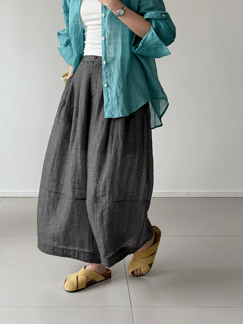 pleated balloon linen wide pants 3color 【NINE7060】
