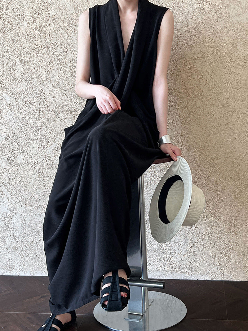 draped sleeveless maxi dress 2color 【NINE7231】
