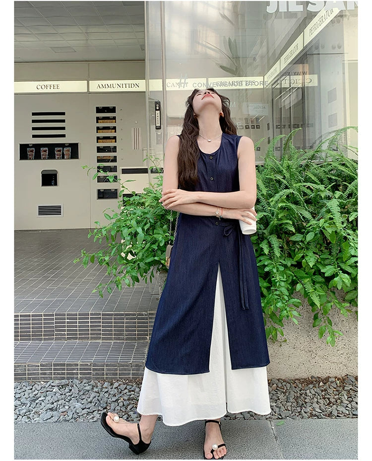 side ribbon dress skirt setup 1color 【NINE7123】