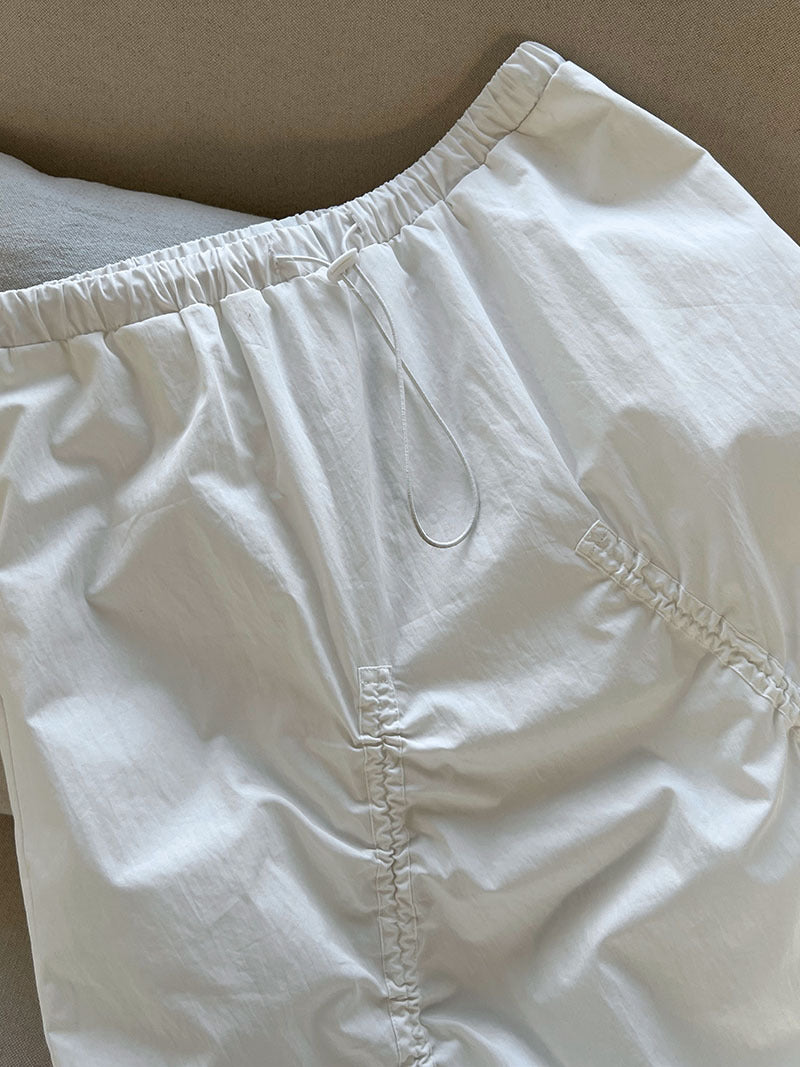 drawstring ruched maxi skirt 2color 【NINE7236】