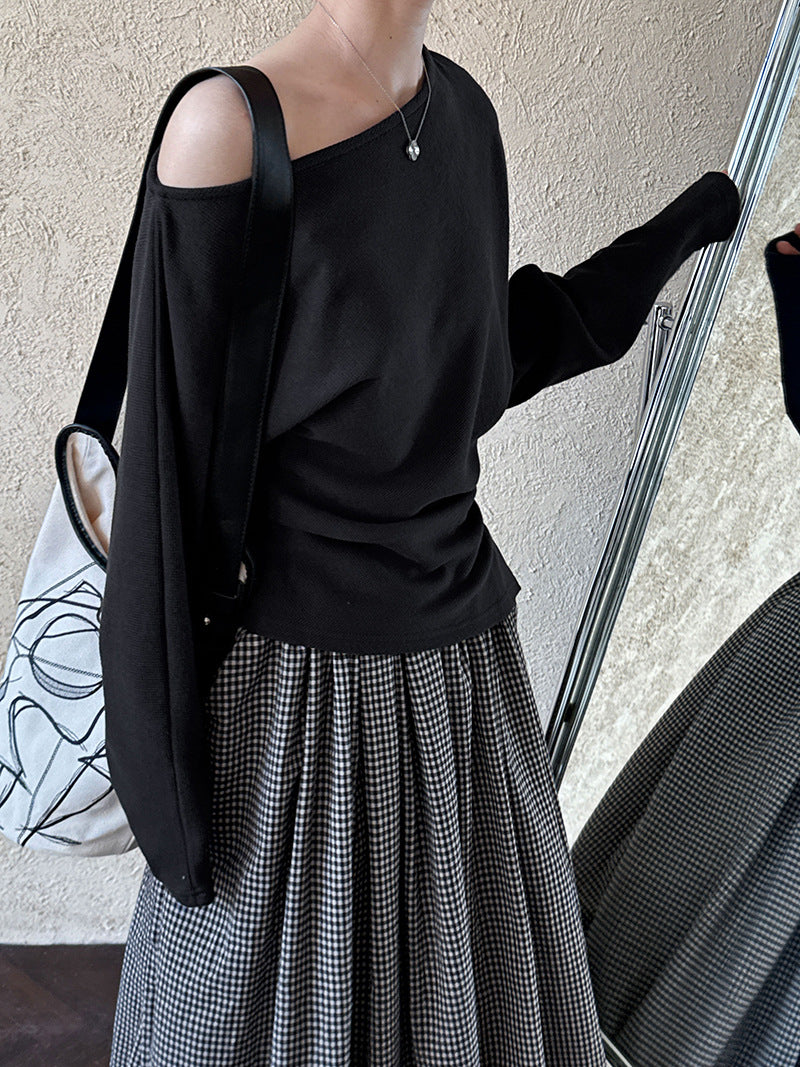 off shoulder asymmetric top 3color 【NINE7244】