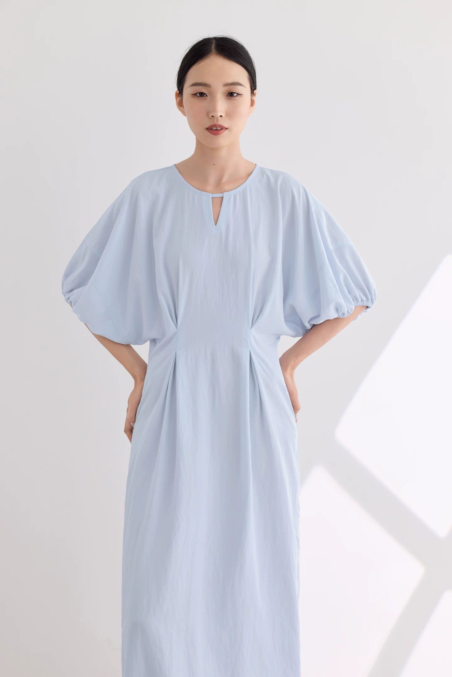 waist gathered  maxi dress 11color 【NINE7213】