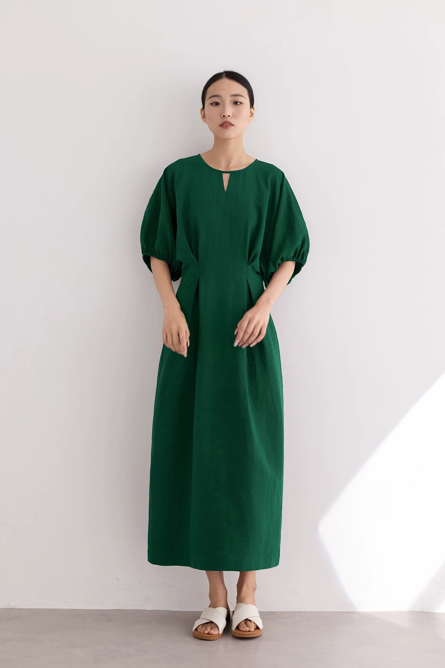 waist gathered  maxi dress 11color 【NINE7213】