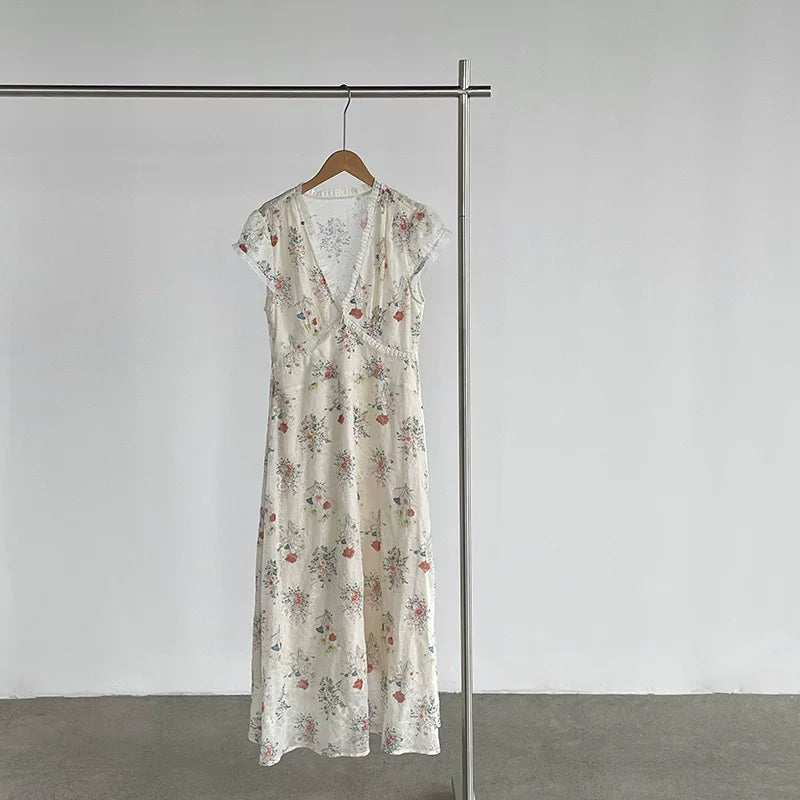 floral v neck maxi dress 1color 【NINE7068】