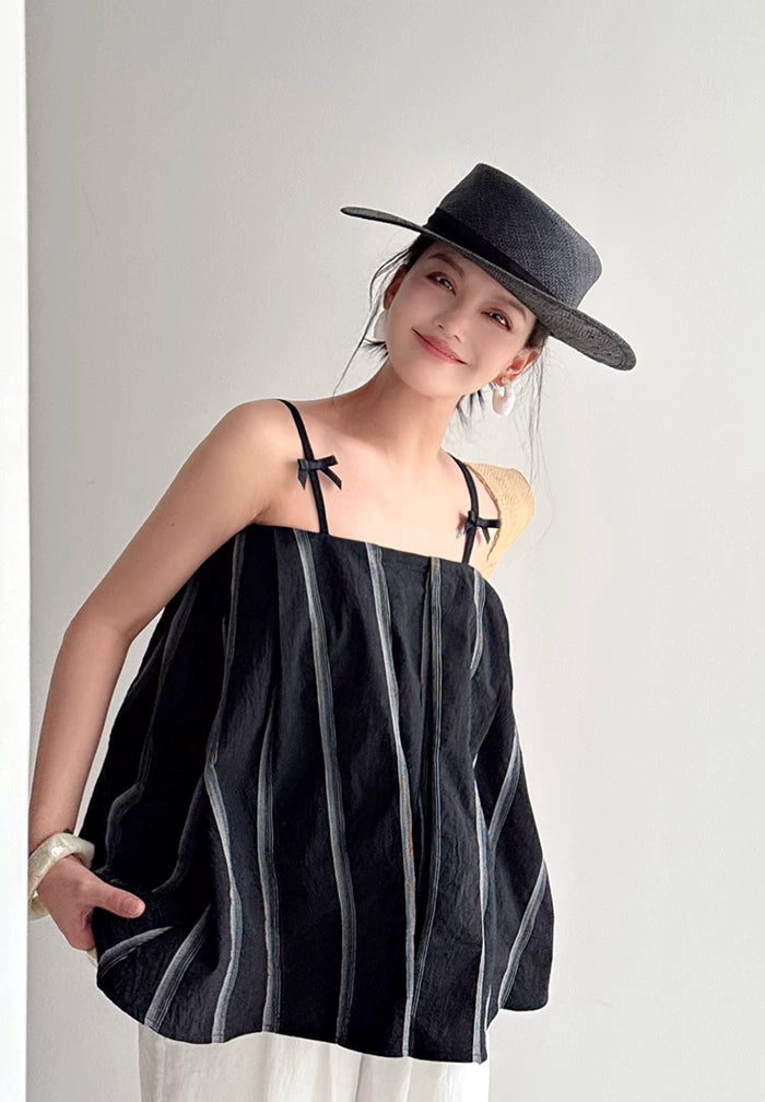 striped ribbon camisole top 1color 【NINE7047】