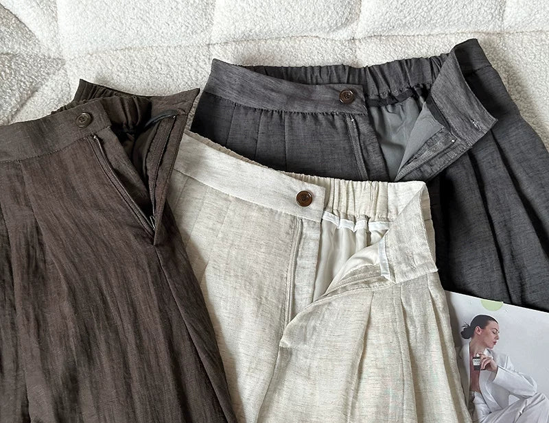 pleated balloon linen wide pants 3color 【NINE7060】