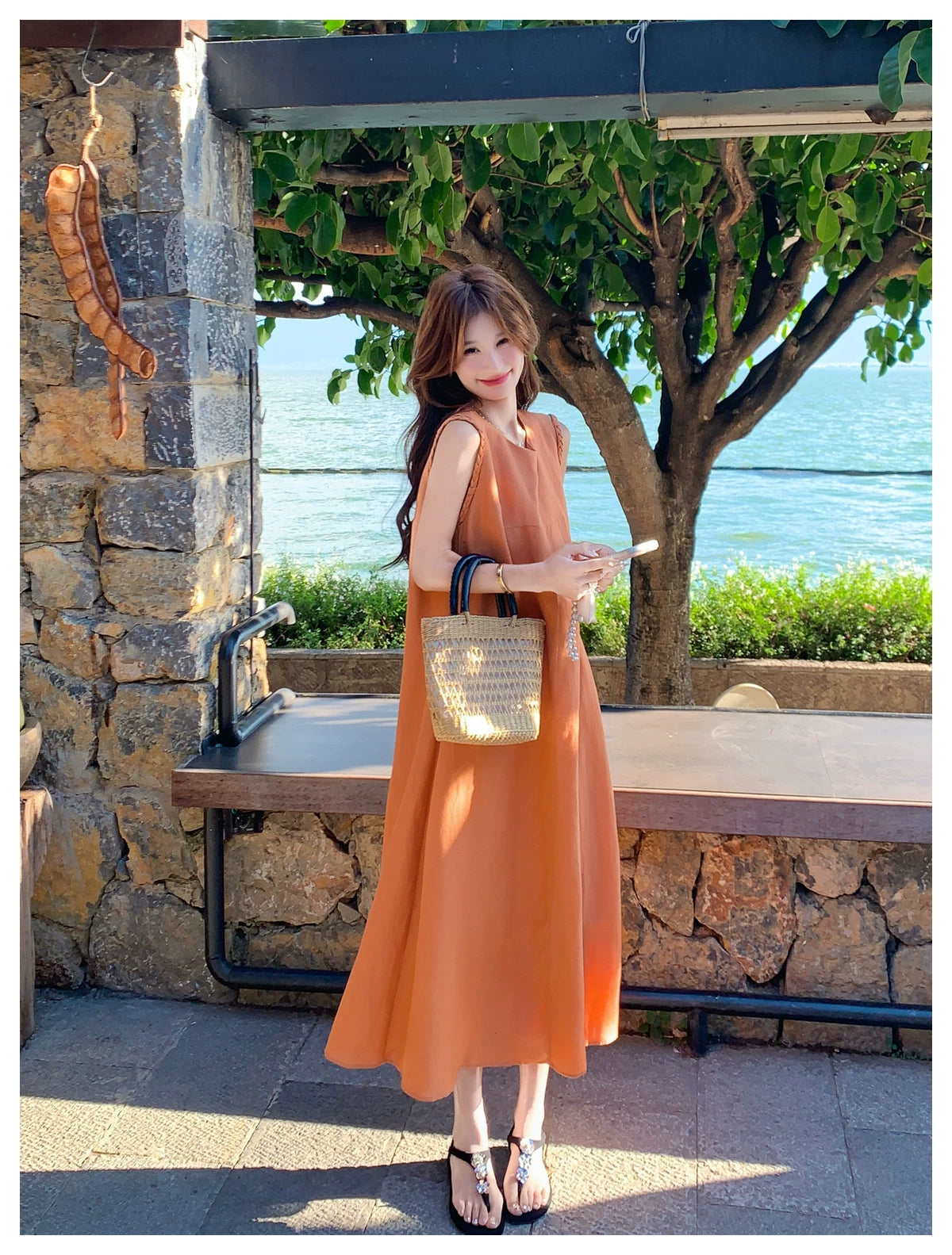 back open flare sleeveless dress 1color 【NINE7124】