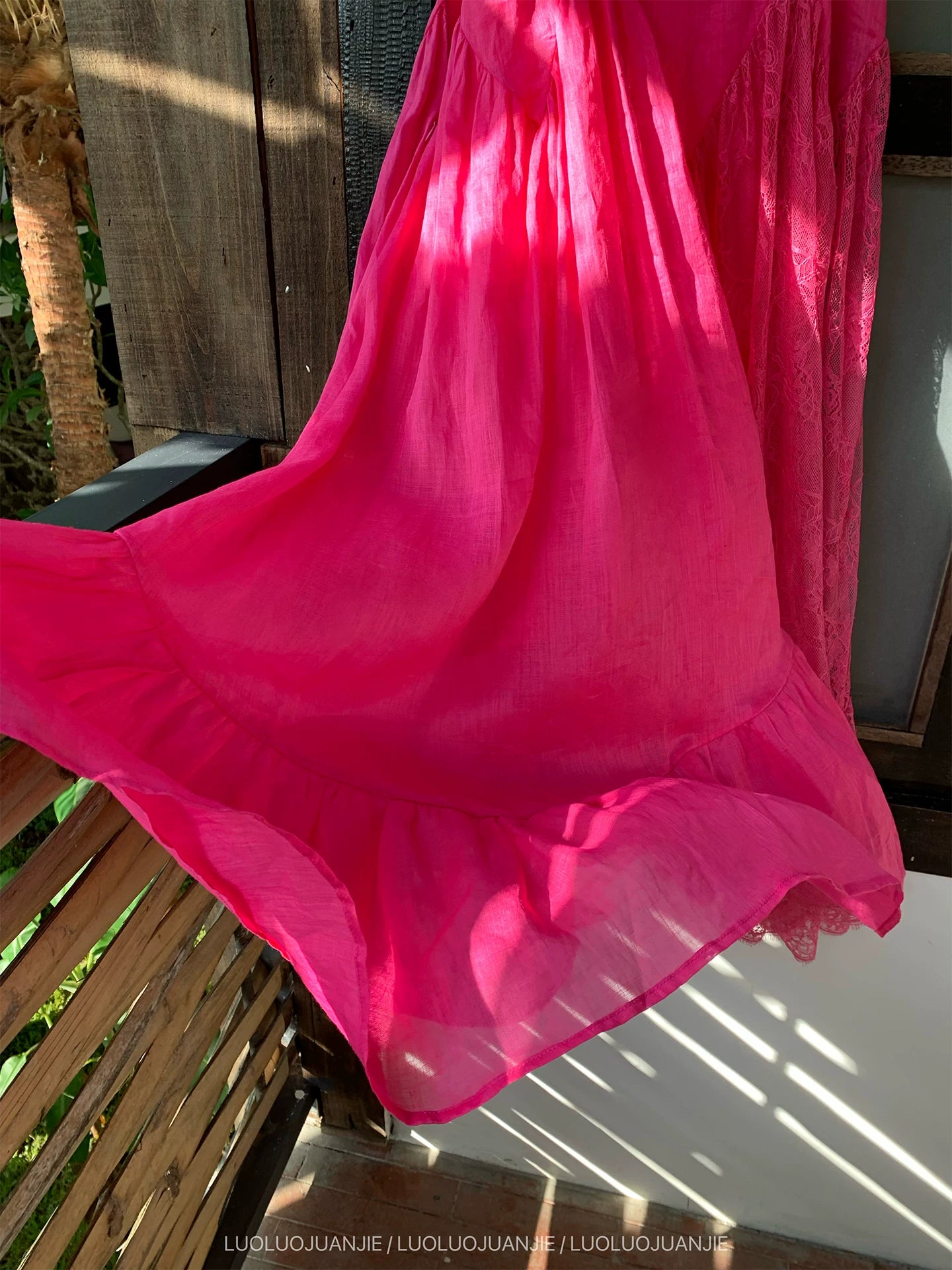 ramie camisole ruffles cami dress 1color 【NINE7144】