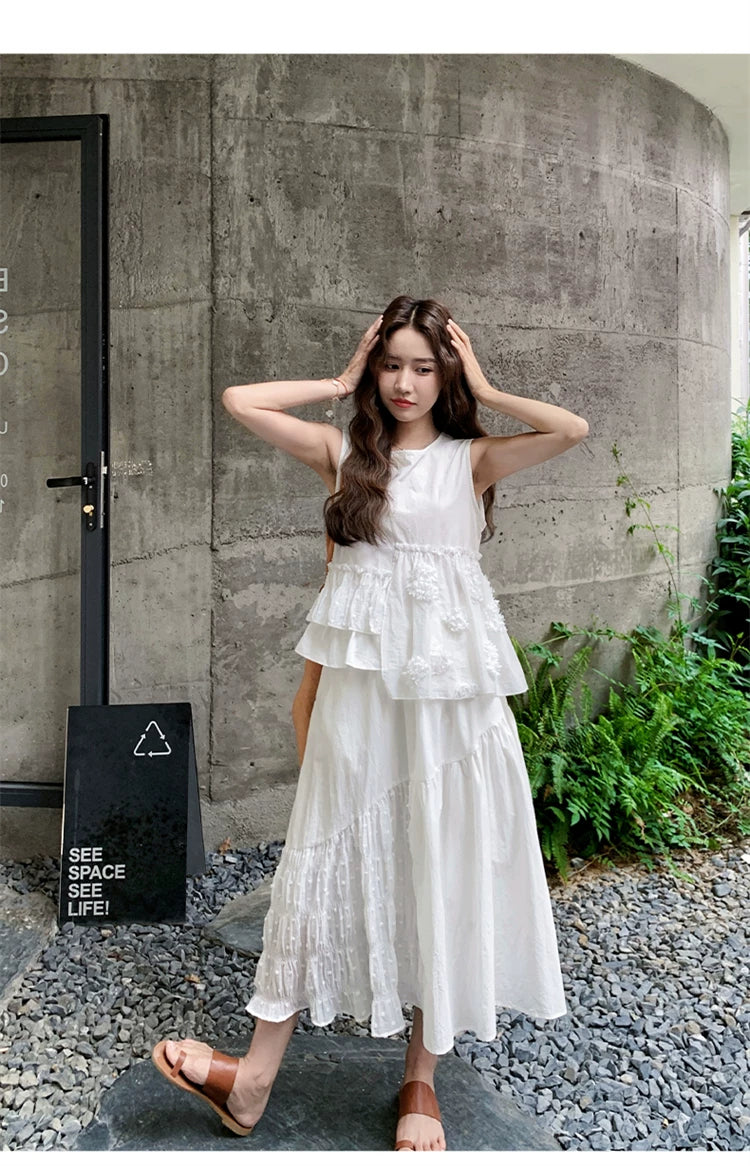 asymmetrical floral tier setup 1color 【NINE7131】