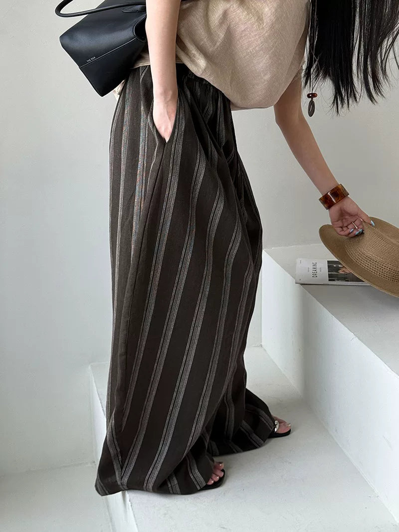 striped wide leg pants 1color 【NINE7022】