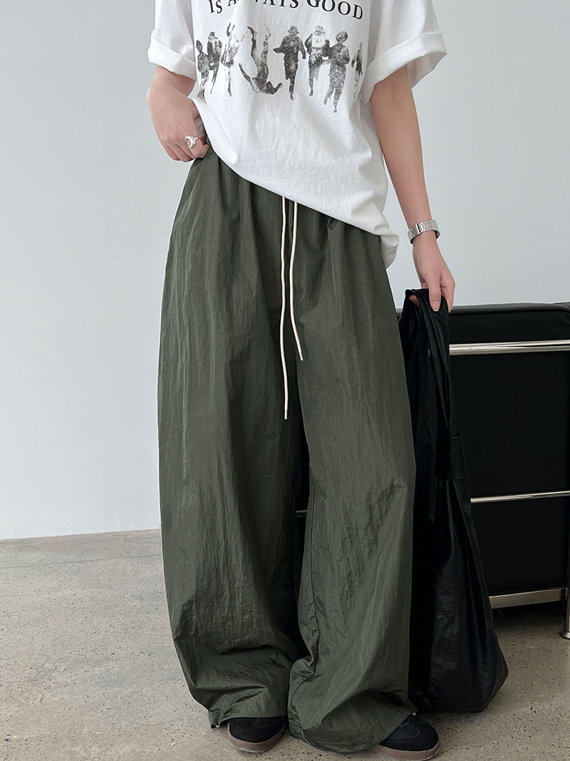 casual drawstring wide leg pants 2color 【NINE7254】