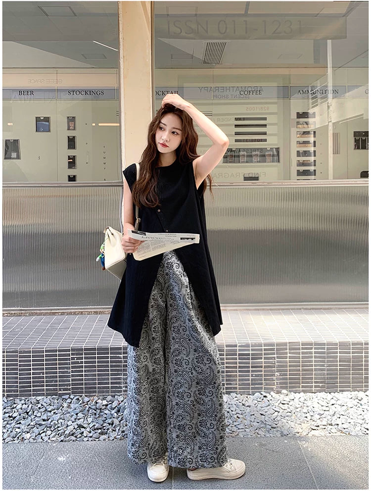 split tunic paisley pants setup 1color 【NINE7110】
