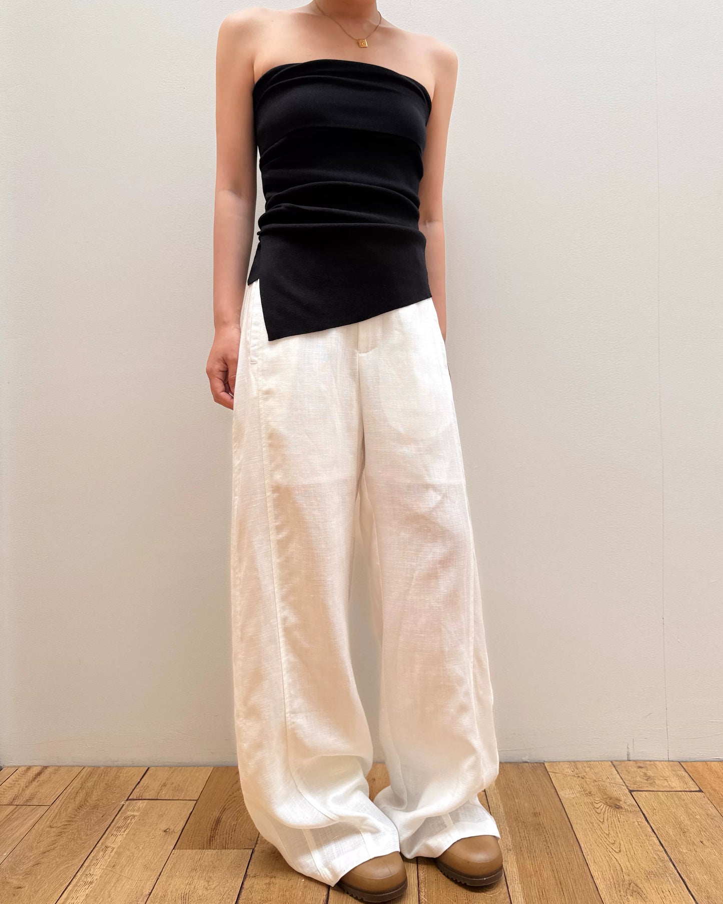 asymmetric hem knit tube top 2color【NINE7005】