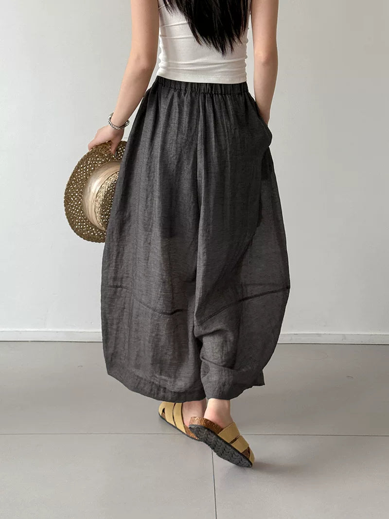 pleated balloon linen wide pants 3color 【NINE7060】