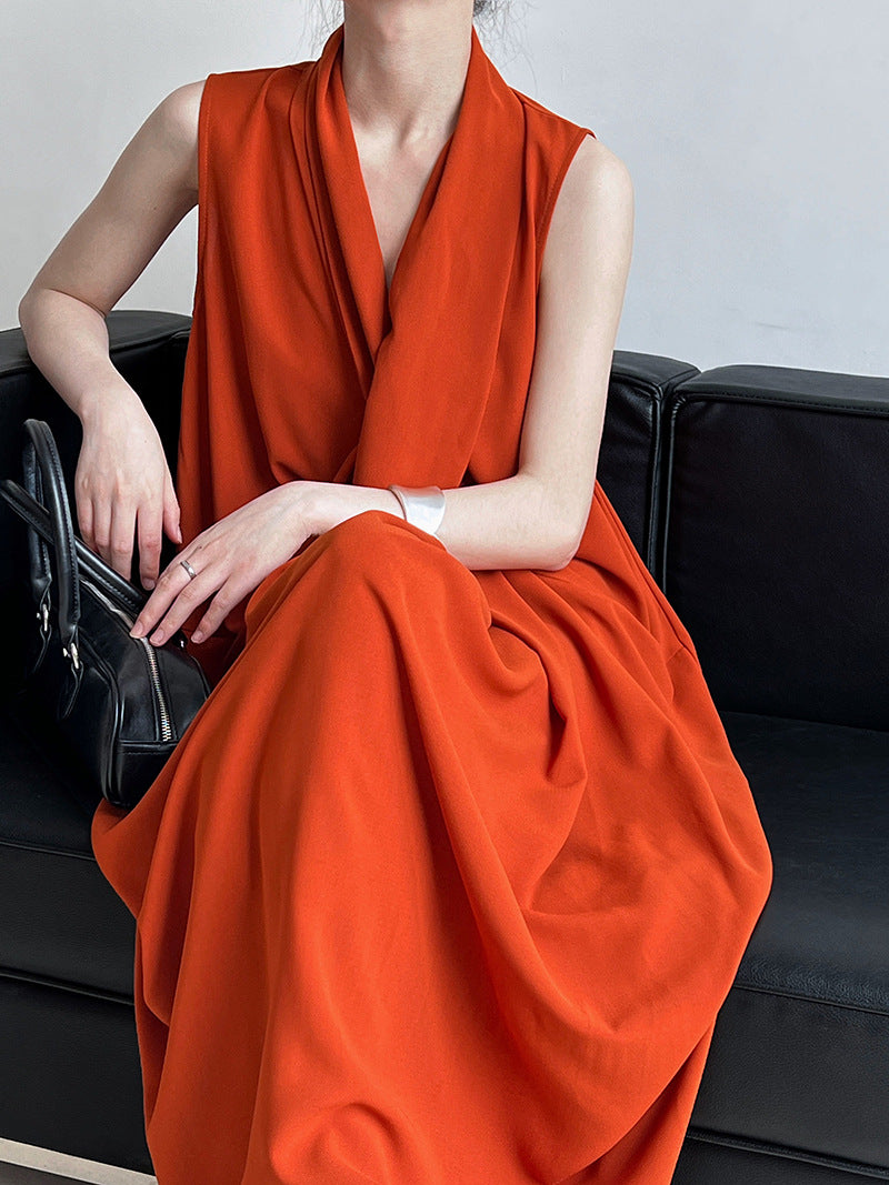 draped sleeveless maxi dress 2color 【NINE7231】
