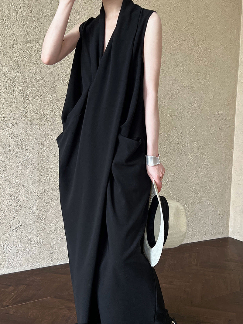 draped sleeveless maxi dress 2color 【NINE7231】
