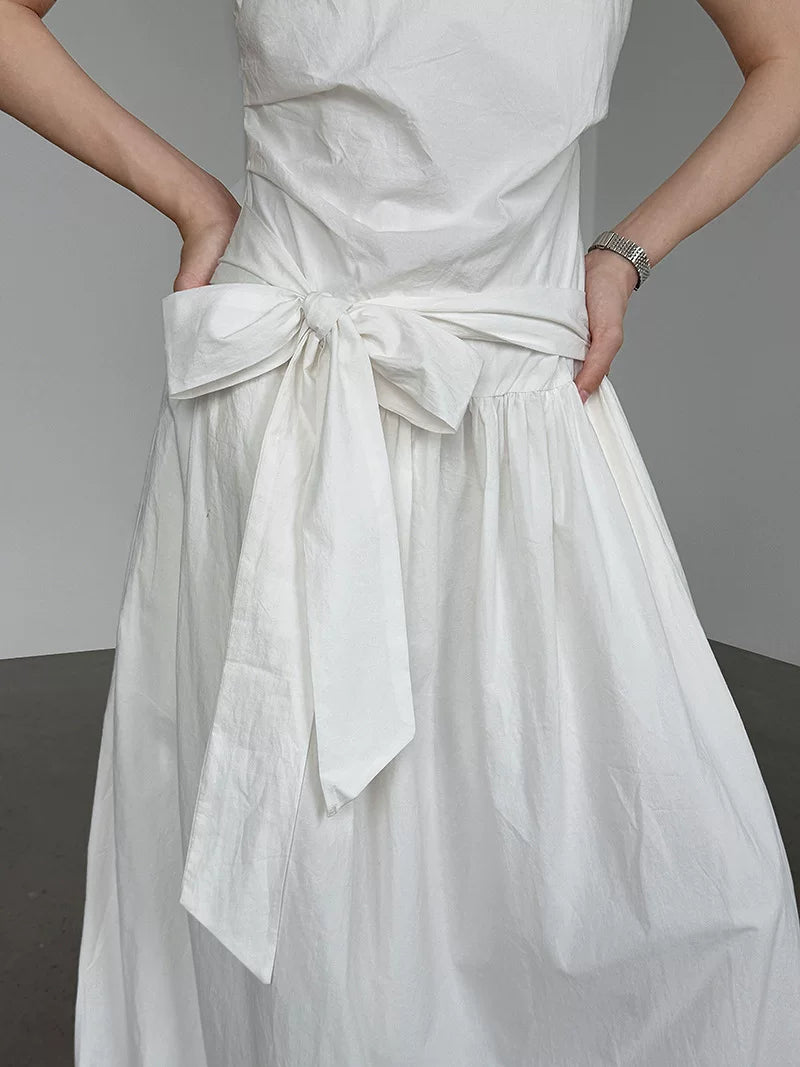 waist tie sleeveless long dress 3color 【NINE7069】