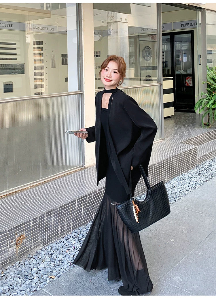 sheer dress tailored jacket setup 1color 【NINE7128】