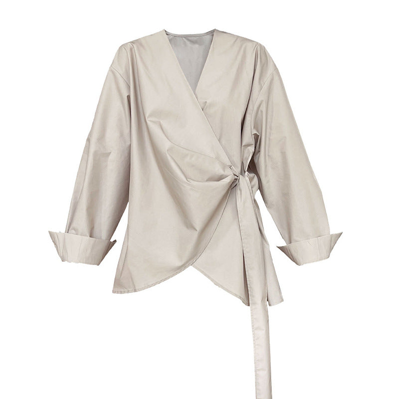 wrap tie shirt blouse 3color 【NINE7260】