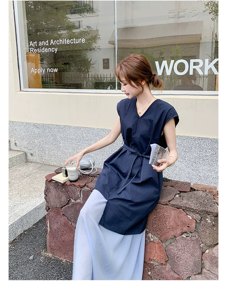 belt tunic chiffon skirt setup 1color 【NINE7134】