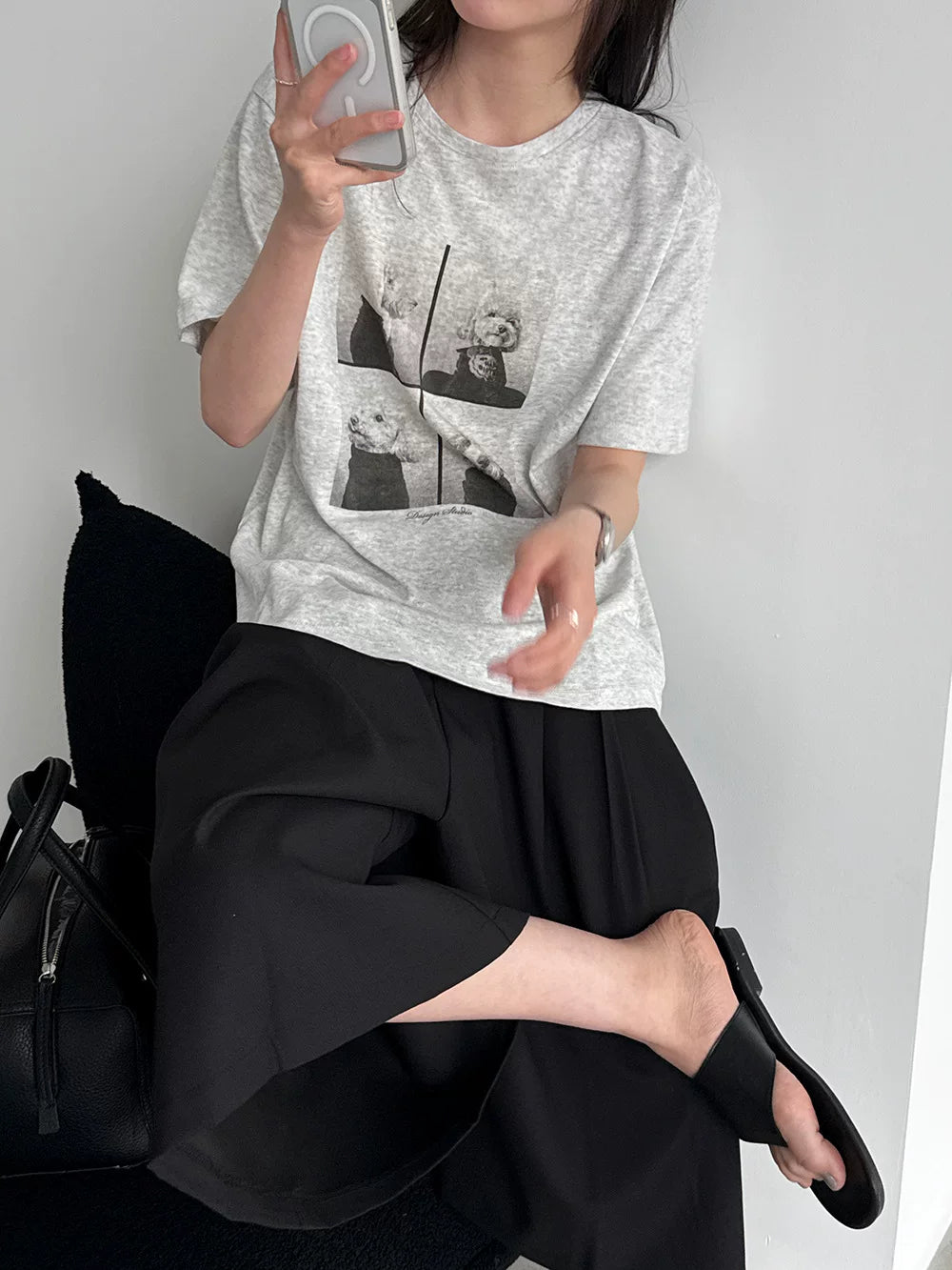 dog photo print casual tshirt 2color 【NINE7080】