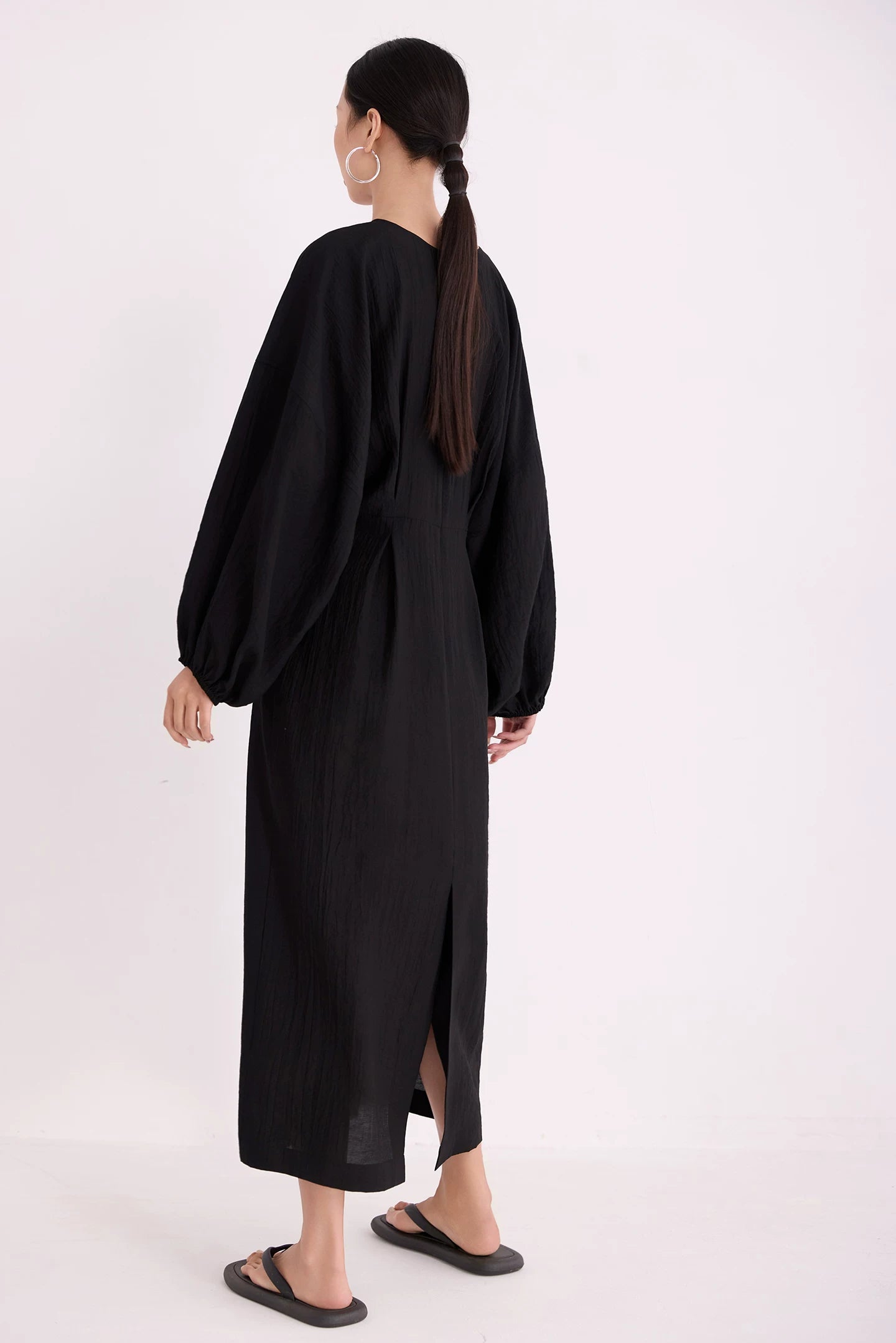 waist gathered  maxi dress 11color 【NINE7213】