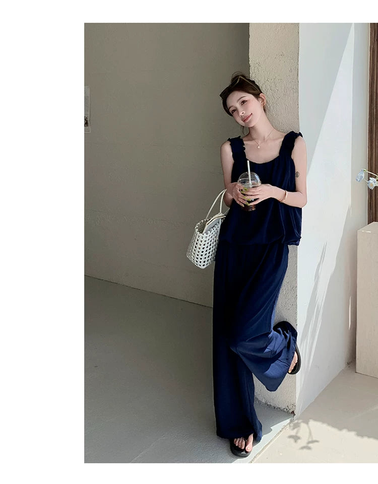 sleeveless cami wide pants setup 1color 【NINE7133】