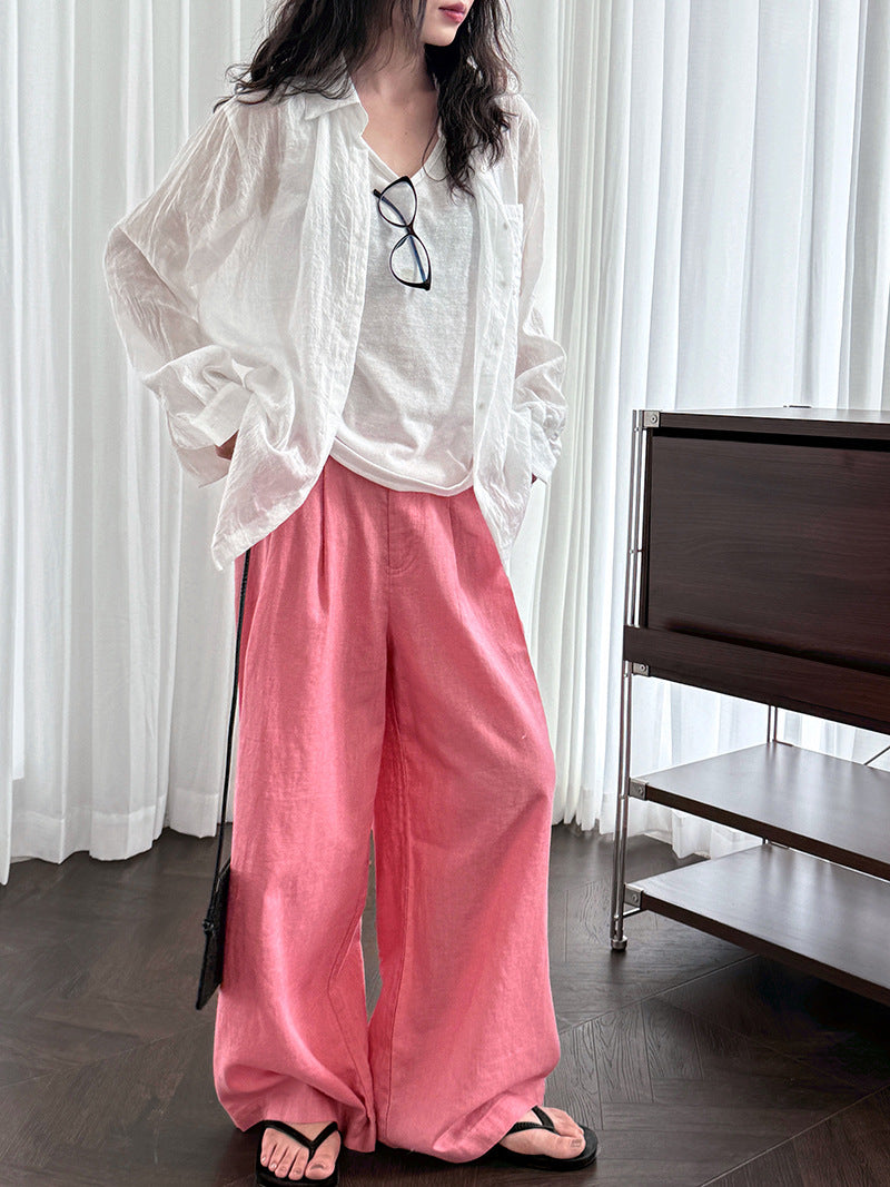 casual loose linen long shirt 2color 【NINE7233】