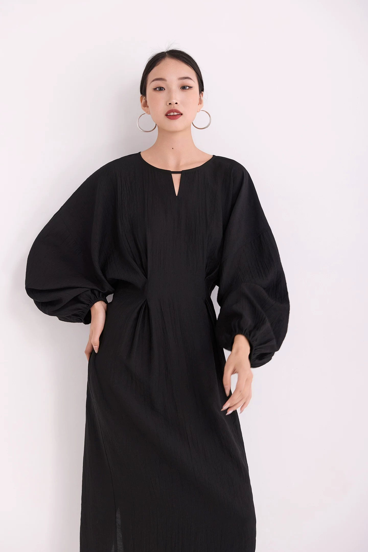 waist gathered  maxi dress 11color 【NINE7213】