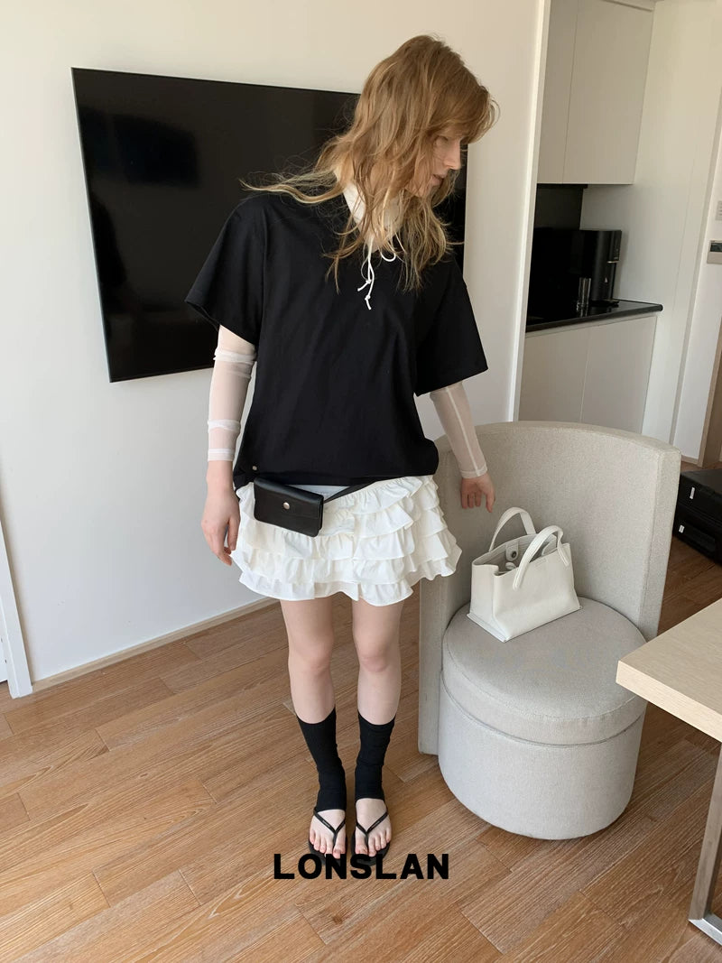 v neck loose cotton t shirt 3color 【NINE7018】