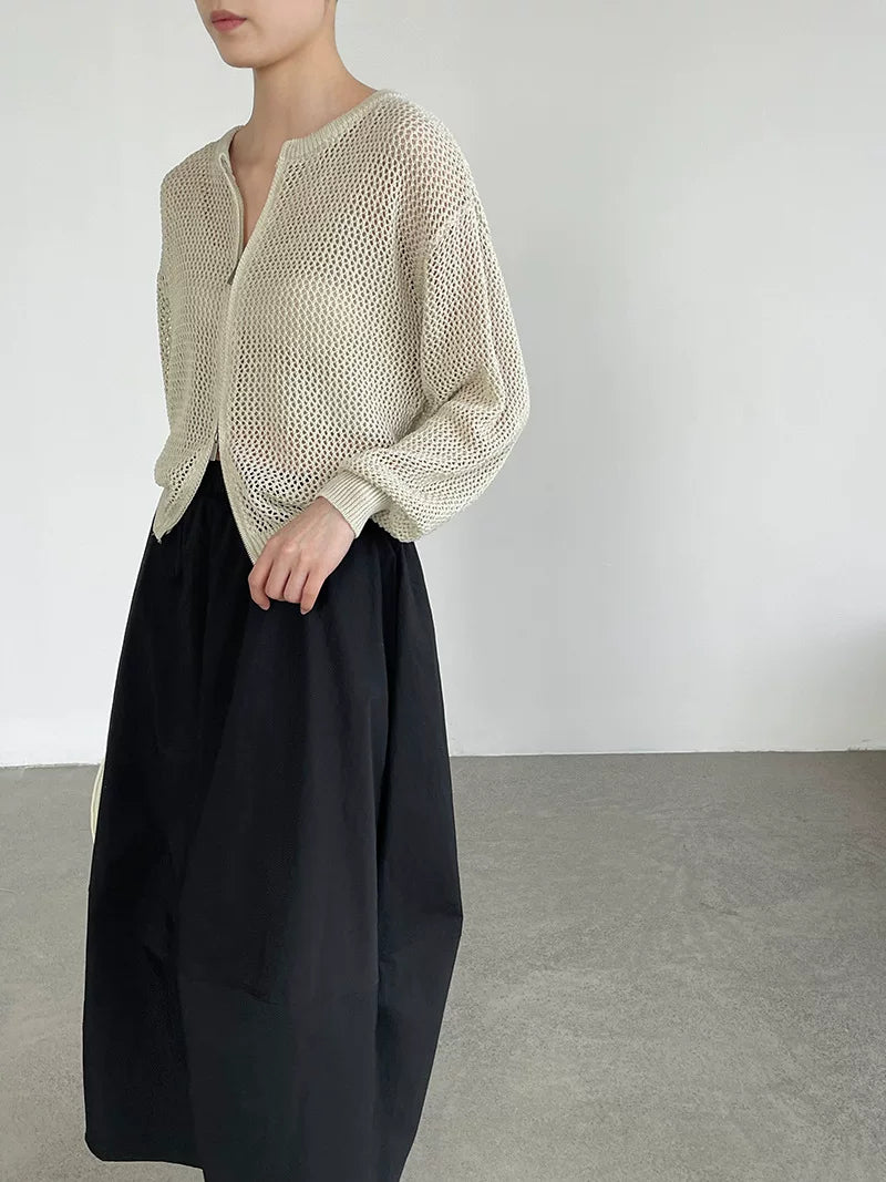 mesh zip knit cardigan 5color 【NINE7076】