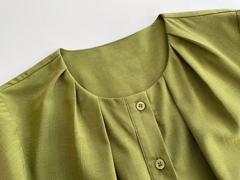 puff sleeve pleated blouse 3color 【NINE7241】