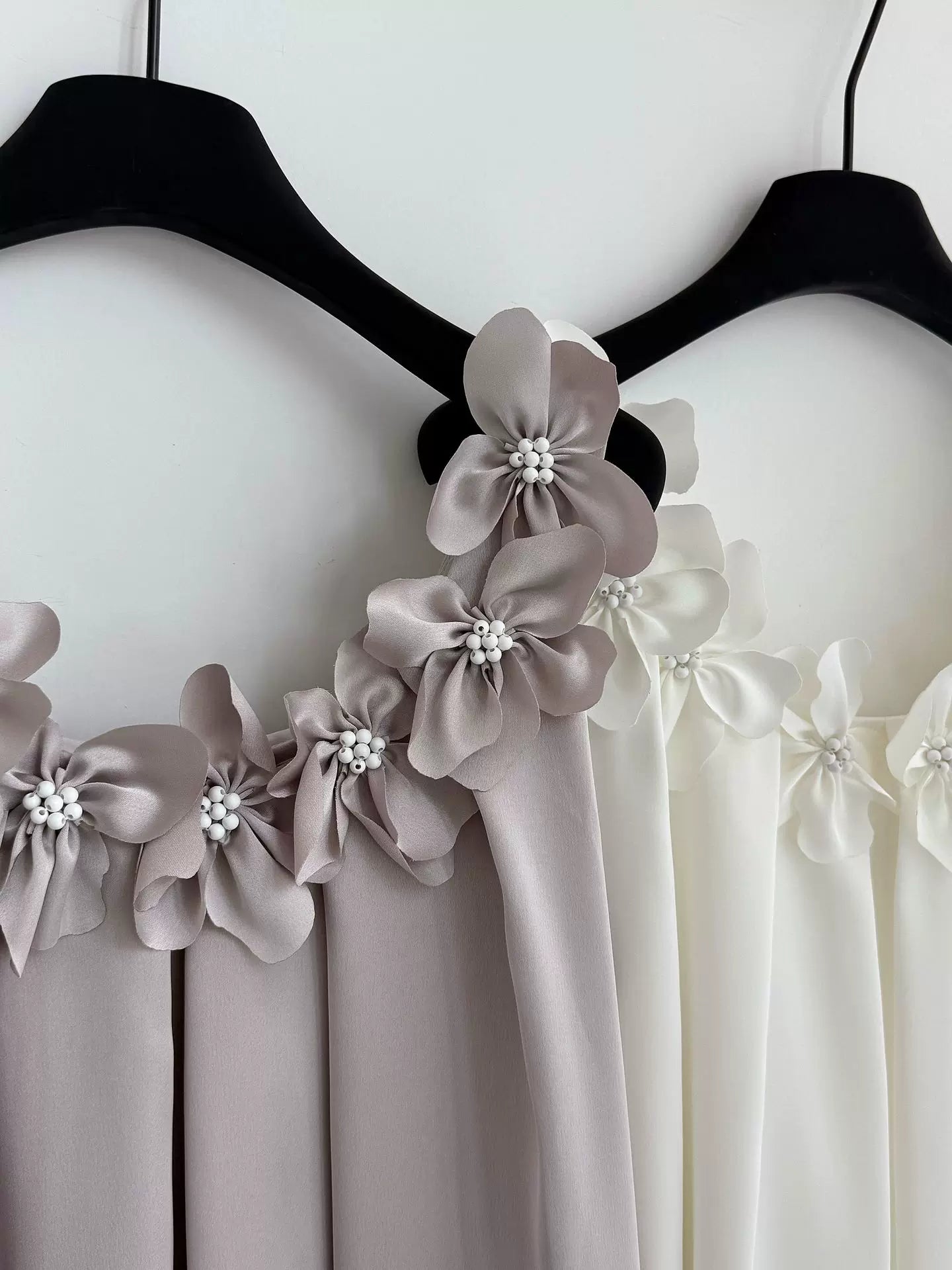flower applique satin long dress 2color 【NINE7087】
