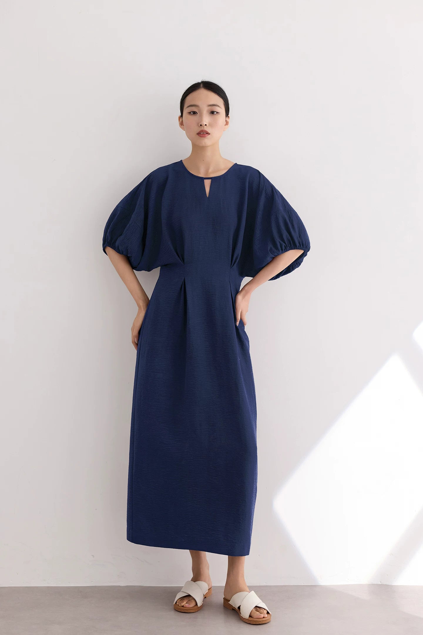 waist gathered  maxi dress 11color 【NINE7213】