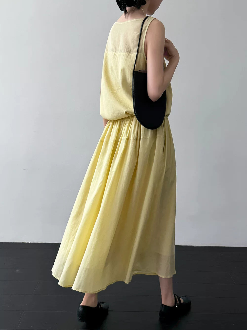 drawstring tiered sleeveless long dress 2color 【NINE7067】