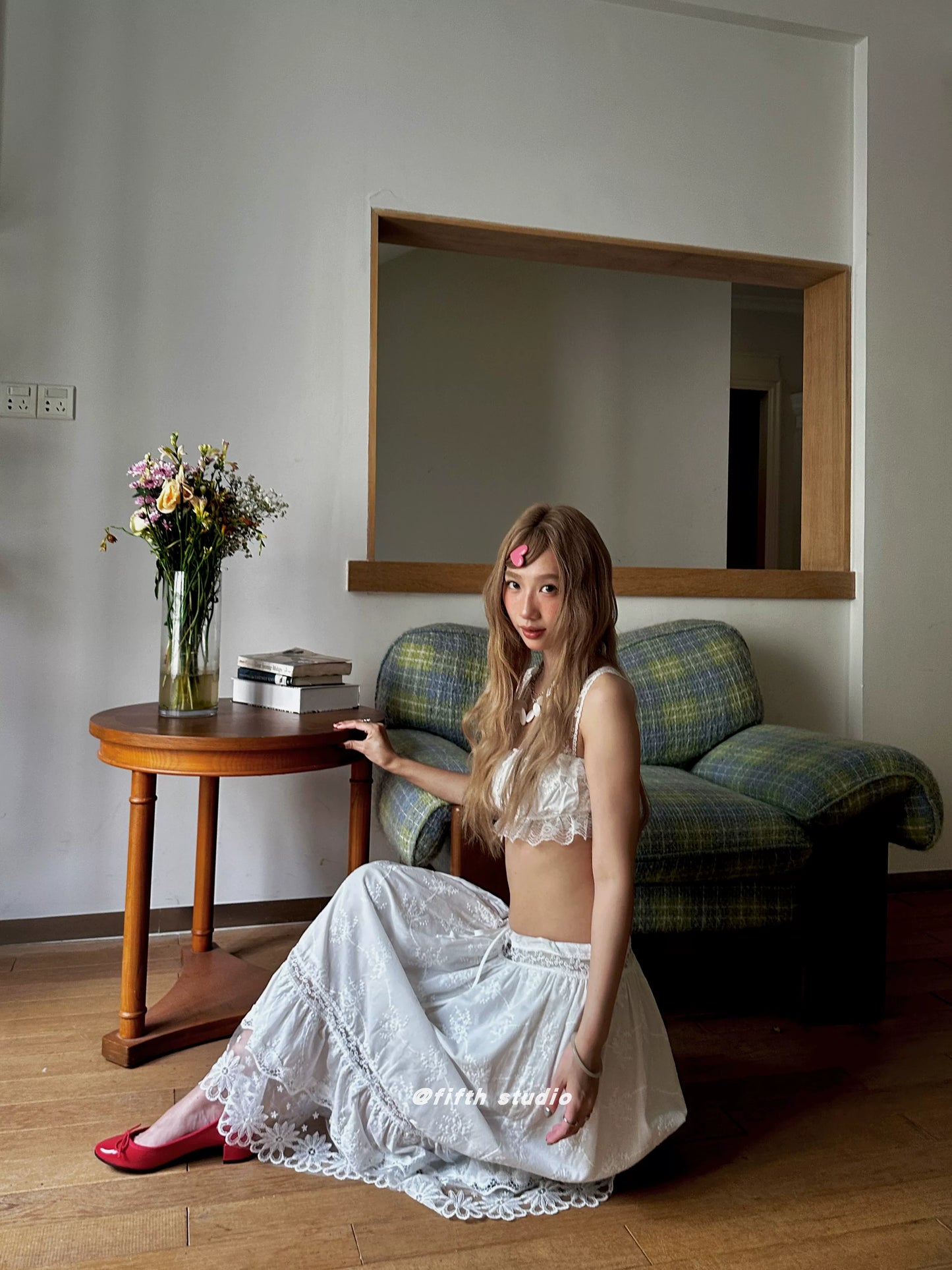 lace camisole flare skirt setup 1color 【NINE7152】