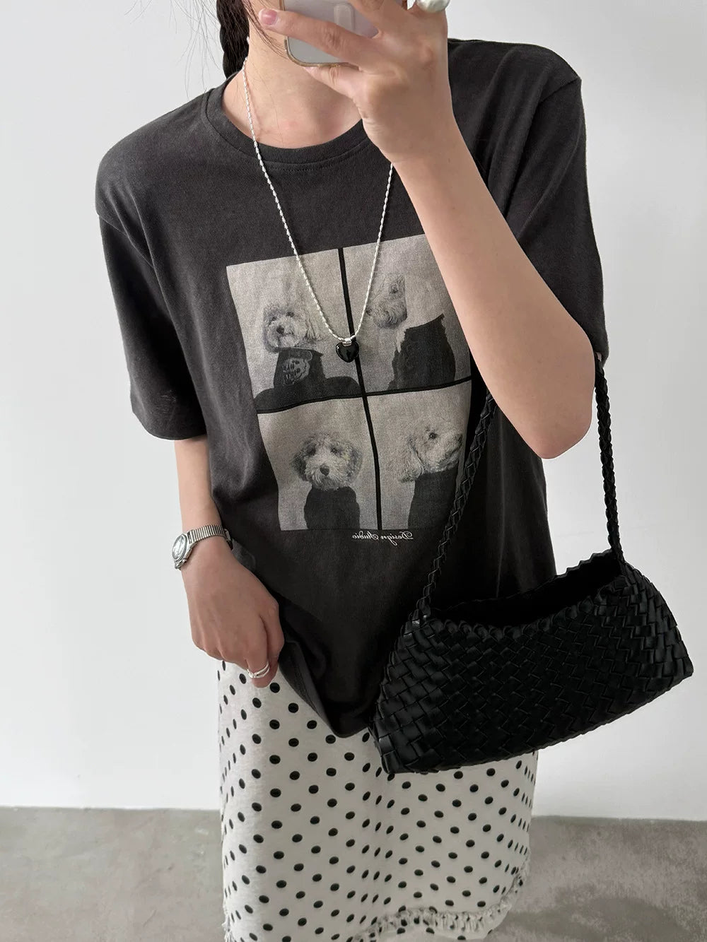 dog photo print casual tshirt 2color 【NINE7080】