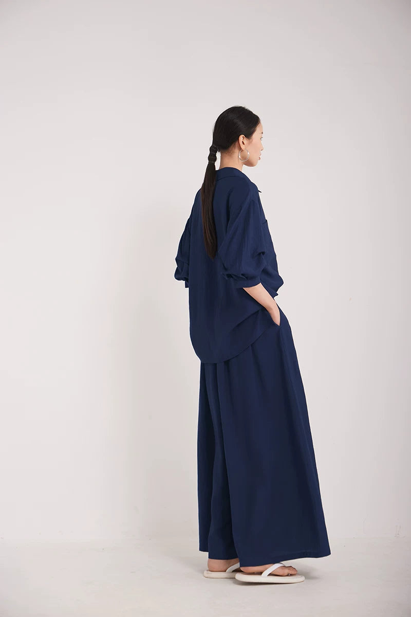 v-neck lapel puff sleeve shirt 3colors 【NINE7215】